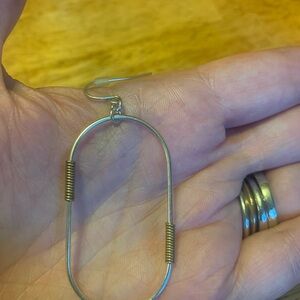 Silver and Gold Oval Hoop Earrings